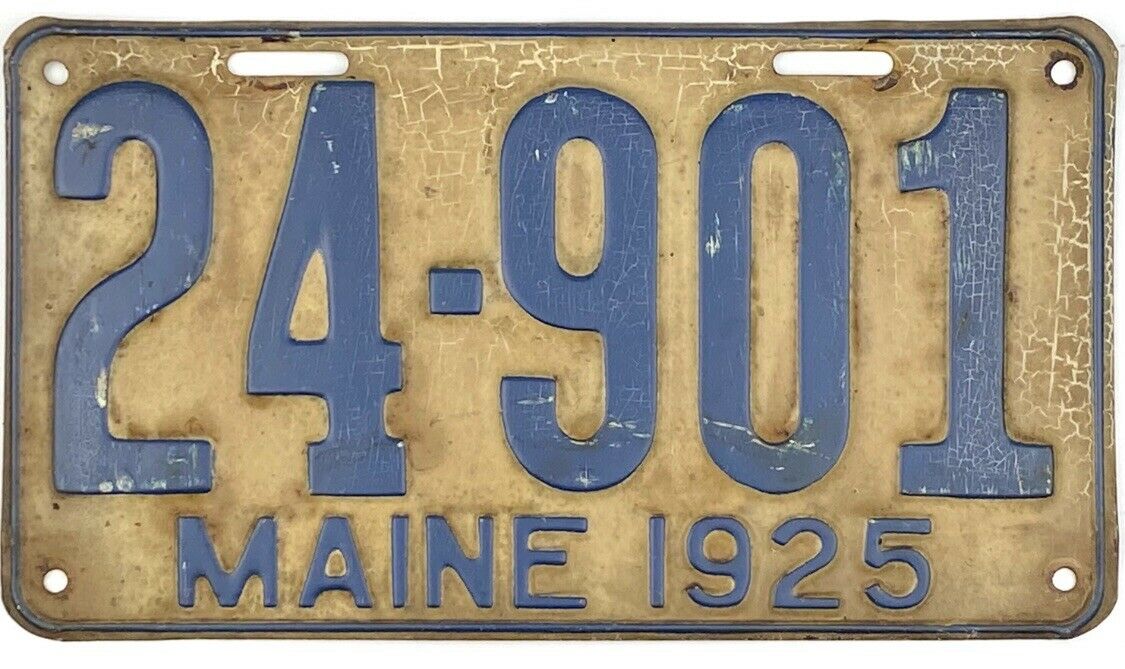 1925 Maine License Plate #24-901 No Reserve
