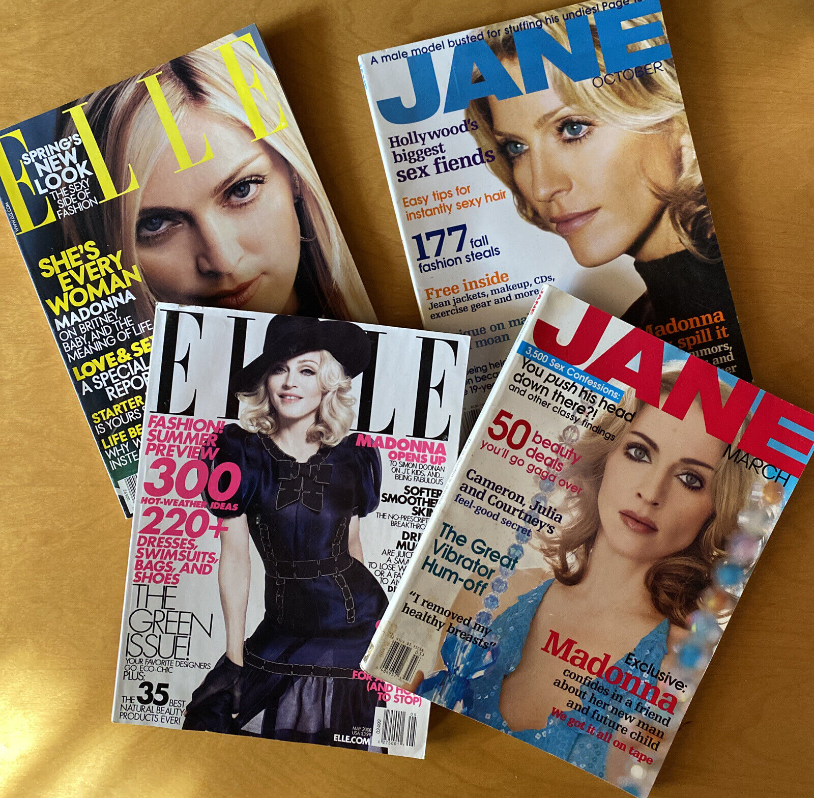 Four Madonna Magazines Jane March 2000 & October 2002 Elle May 2008 & Feb 2001