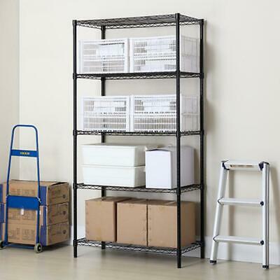 5 Layer Wire Rack Shelf Adjustable Unit Garage Kitchen Storage Organizer Black
