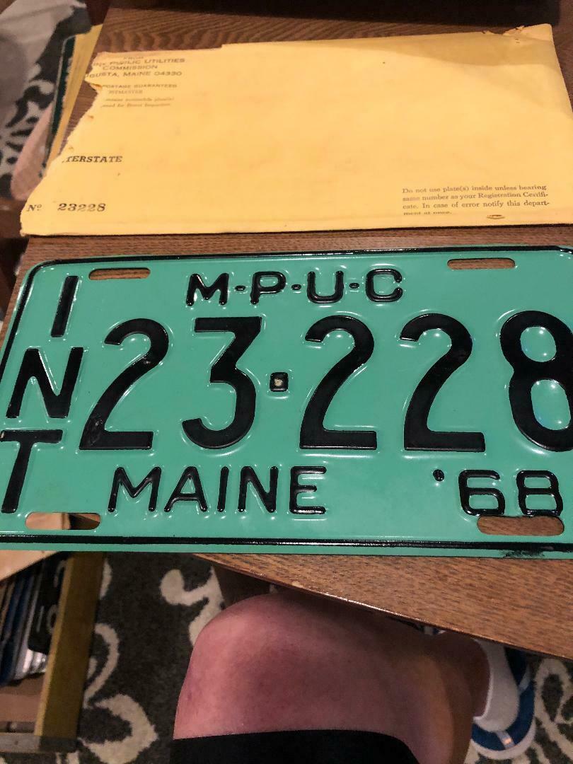 Mint Nip 1968 Maine Public Utilities Commission M-p-u-c Int License Plate Nos