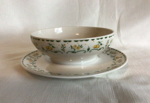 Syracuse Carefree True China Harvest Gold Gravy Sauce Server W/ Attached Plate
