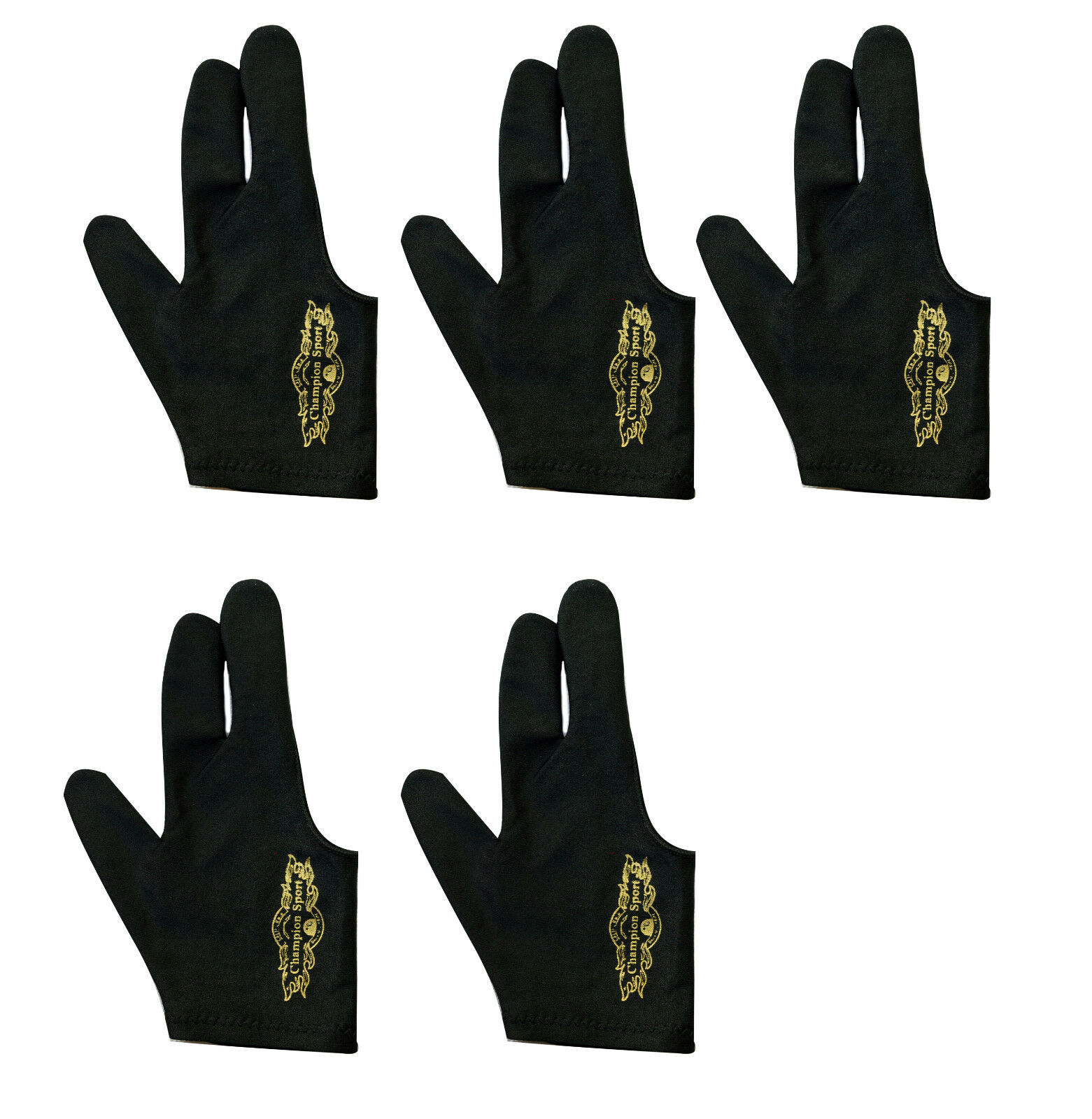 5 Champion Sport Black Right Hand Billiards Gloves For Pool Cues
