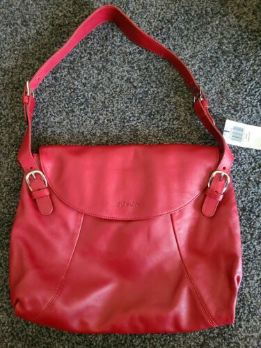 Shoulder Bag Bosca Italian Nappa Leather, Carolotta Messenger. Red  Nwt