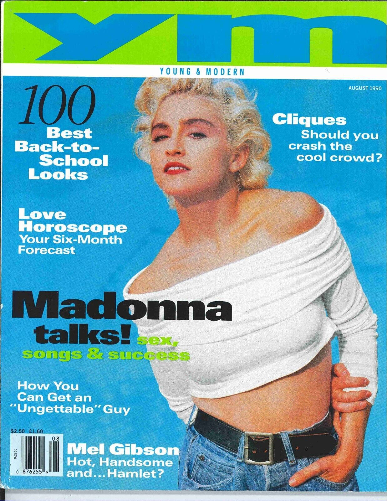 Young & Modern Magazine August 1990 Madonna Mel Gibson Kiefer Sutherland Brad J