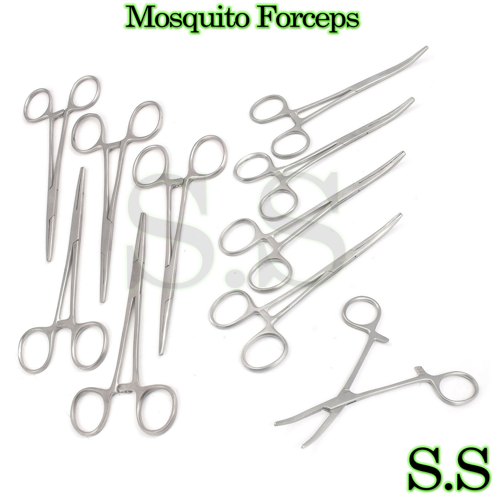 10 Pcs Mosquito Hemostat Locking Forceps 5 Curved & 5 Straight Surgical Dental