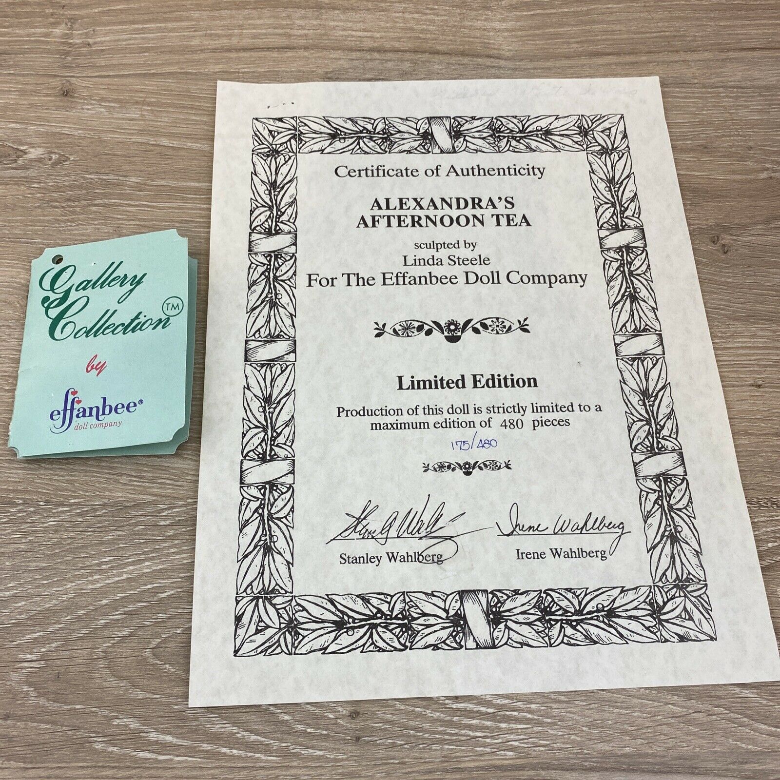Only Certificate Of Authenticity By Alexandra Afternoon Tea Doll 1992