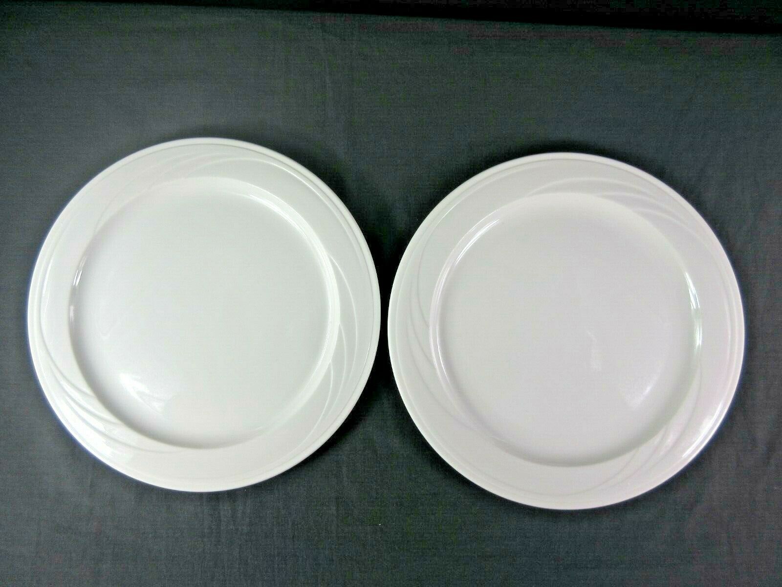 2 Vintage Syracuse China Cascade Swirl White Dinner Plates 18-d Made In Usa